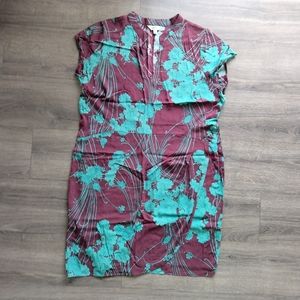 Anna Scholz Faux Wrap Short Sleeve Floral Silk Dress US Size 20